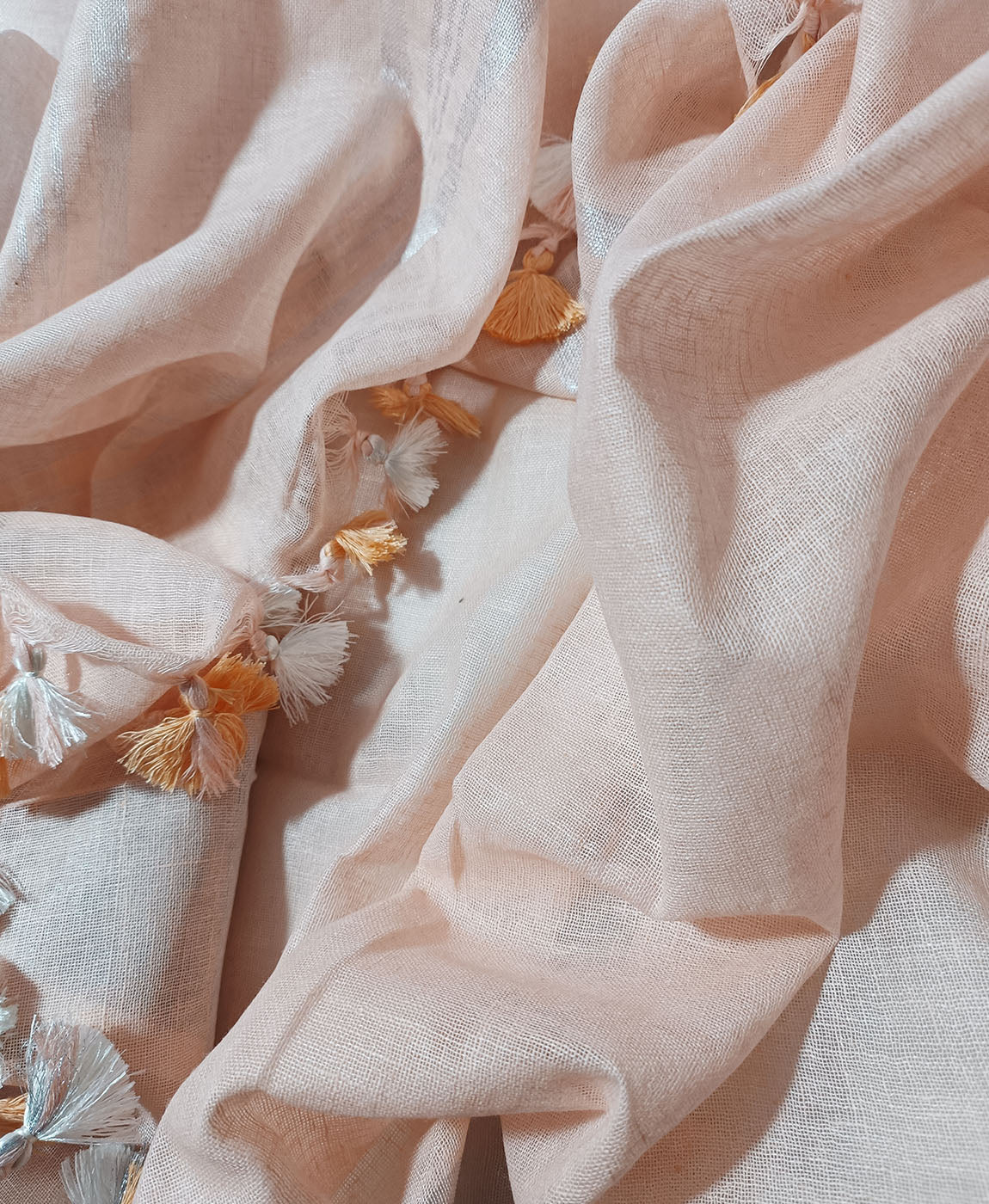Pink Linen Saree | Peepal Clothing