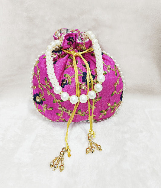 Purple Embroidered Potli | Peepal Clothing