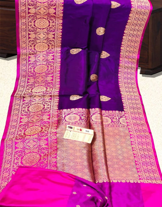 Purple Pure Katan Silk Saree | Peepal Clothing