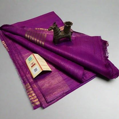 Buy Pure Tusaar Ghicha Silk Saree online- Peepal Clothing. Click now to checkout the collections of handloom silk sarees and on-going discounts.