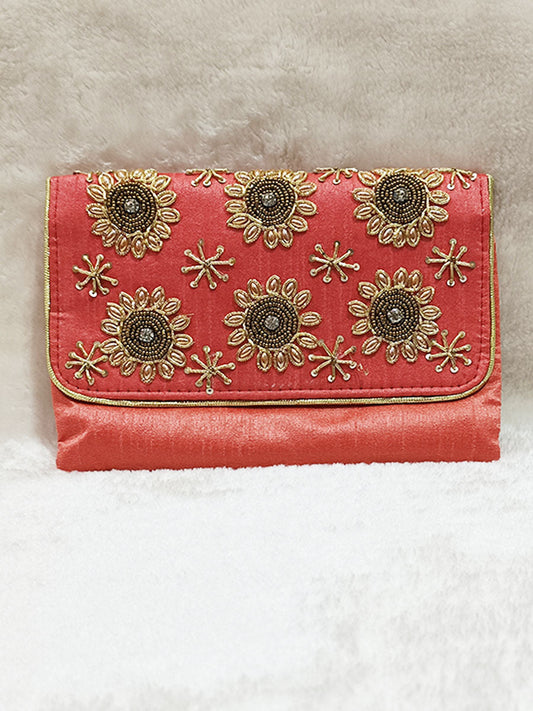 Red Embroidered Clutch | Peepal Clothing