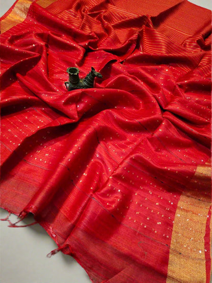 Red Kota Viscose Saree | Peepal Clothing
