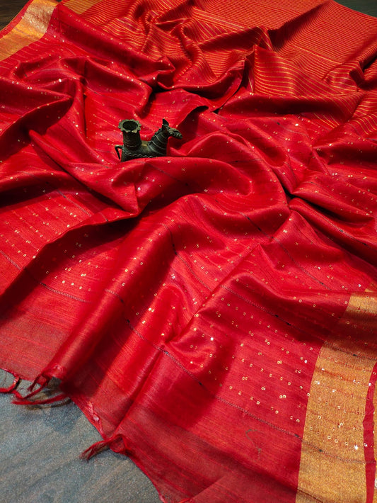 Red Kota Viscose Saree | Peepal Clothing