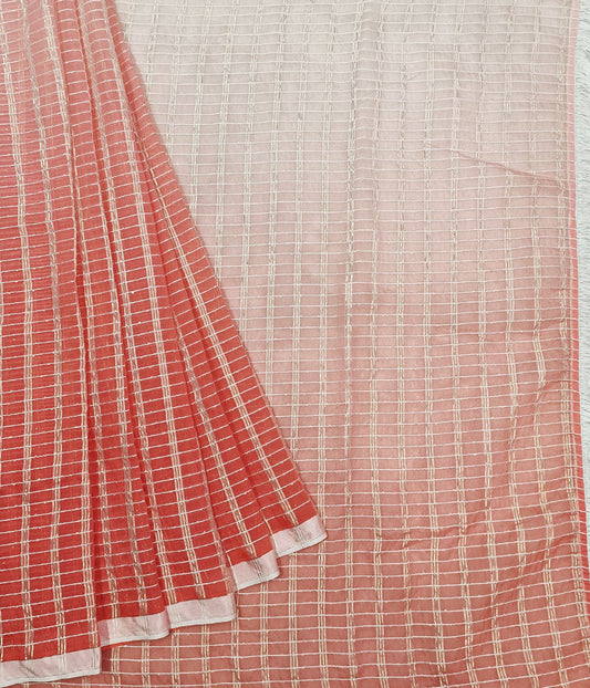 Red Ombre Designer Saree | Peepal Clothing