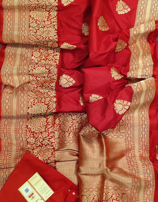 Red and Purple Pure Katan Silk Saree | Peepal Clothing