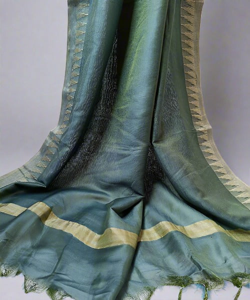 Sea Green Katan Silk Viscose Dupatta | Peepal Clothing