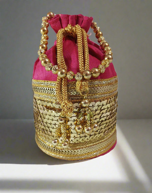 Sequin Embellished Pink Potli | Peepal Clothing
