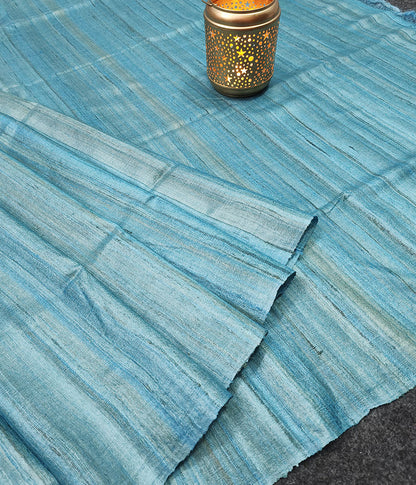Sky Blue Desi Tussar Silk Saree | Peepal Clothing