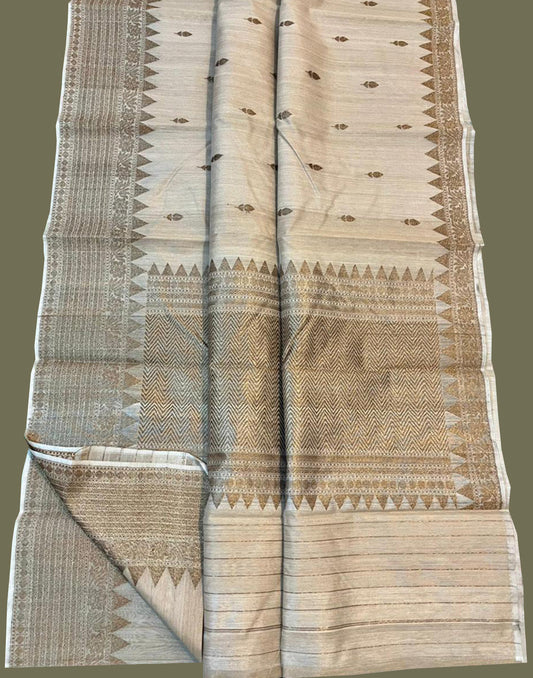Tuberose Pure Tussar Banarasi Silk Saree | Peepal Clothing