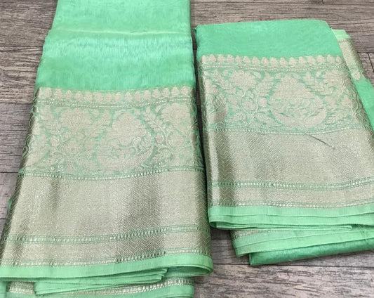 Banarasi Silk Linen Saree www.peepalclothing.com