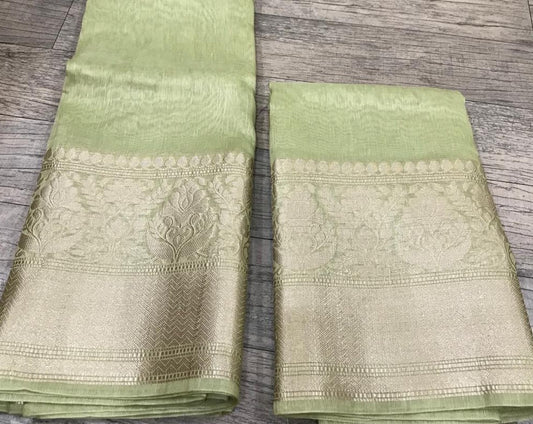 Banarasi Silk Linen Saree www.peepalclothing.com
