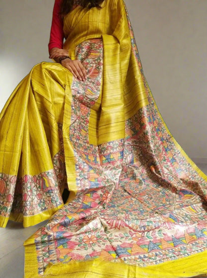 Madhubani Hand Painted Saree : www.peepalclothing.com