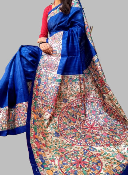 Madhubani Hand Painted Saree : www.peepalclothing.com