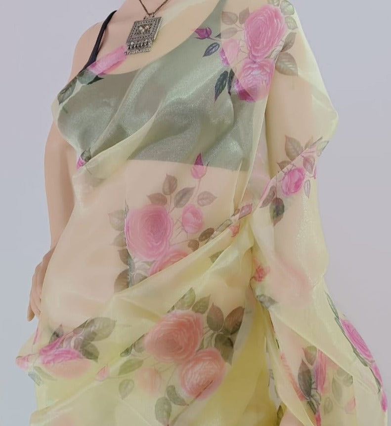 Buy Organza Silk Saree Online: www.peepalclothing.com