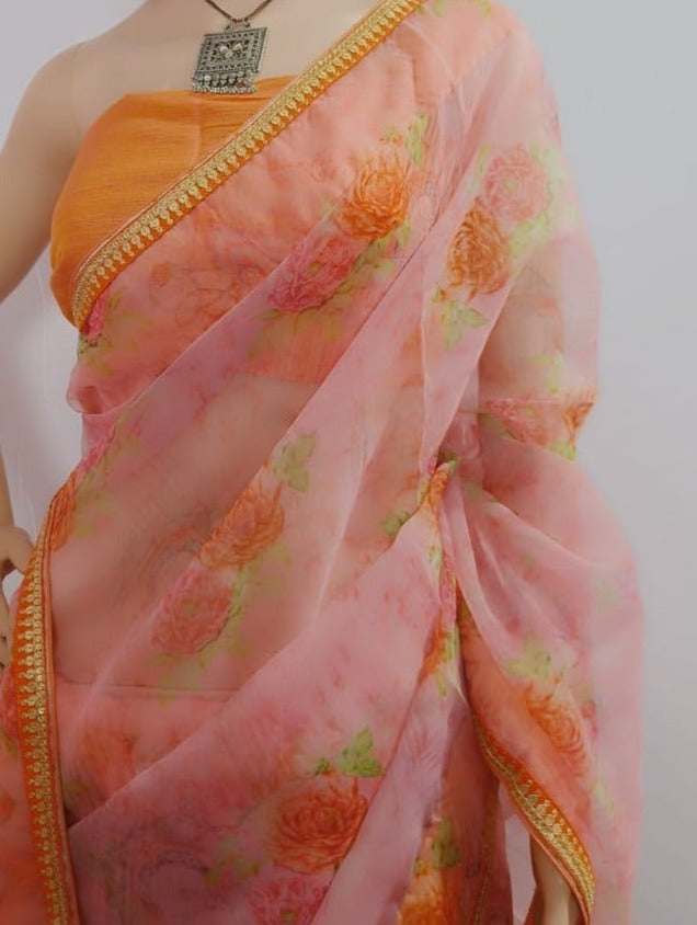 Buy Silk Organza Saree Online : www.peepalclothing.com