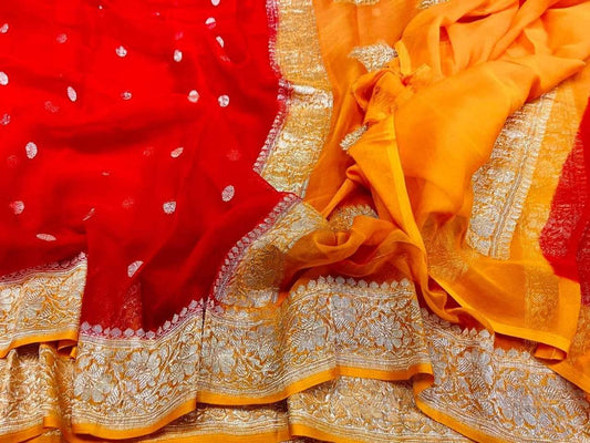 Buy Pure Banarasi Chiffon Saree at www.peepalclothing.com