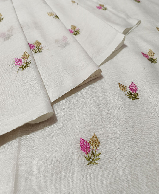 White Pure Linen Saree | Peepal Clothing