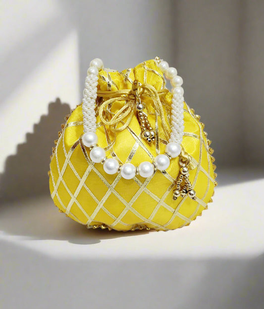 Zig Zag Yellow Potli | Peepal Clothing